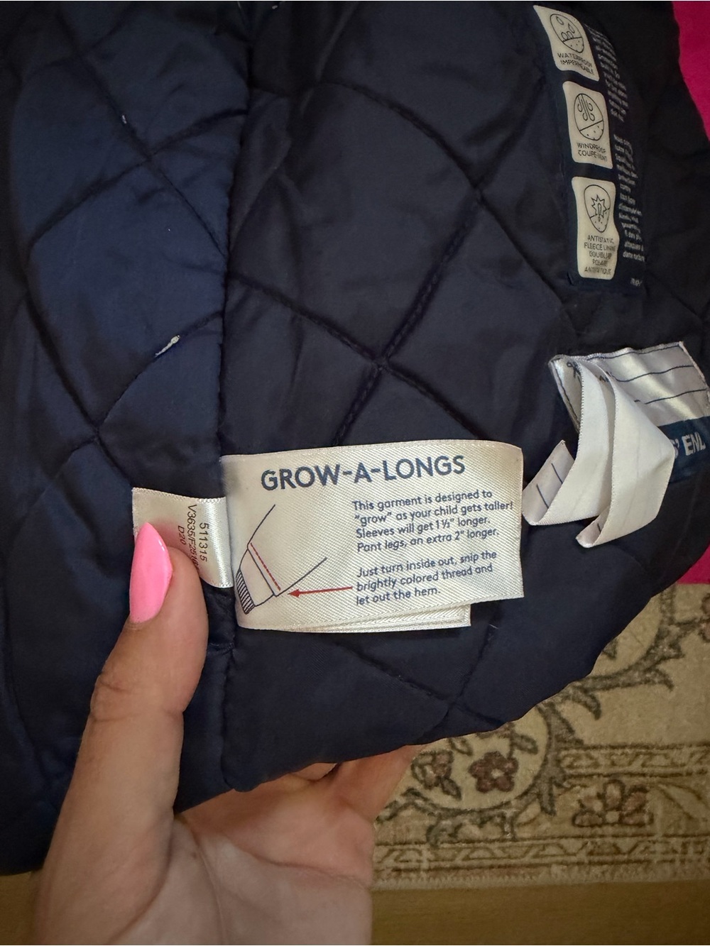 lands end kids squall insulated grow-a-longs winter jacket - Picture 7 of 8